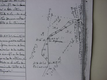 Planos de los mojones 9 y 10 y el de los tres términos en el Estrecho de Agost.