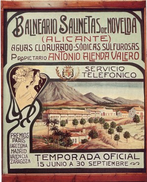 Cartel anunciador de estilo modernista, que estuvo expuesto en el Casino de Novelda desde 1920 a 1930 (fotografía cedida por Pau Herrero).