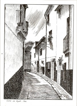 El carrer de Agost en 1944 (Helios Villaplana, 1998).