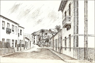 Calle de Leopoldo Pardines, en un dibujo de Helios Villaplana.