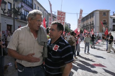 Vicente Prieto y Juan de Dios Brotons, cabezas visibles de UGT y CC.OO en la comarca.