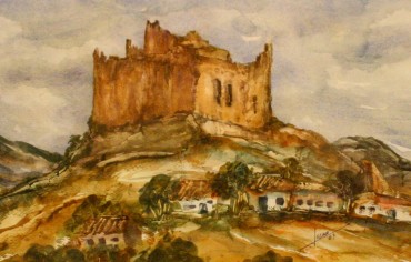 "Castillo de Petrer", Antonio Lozano Valdés (2.009); acuarela sobre papel.