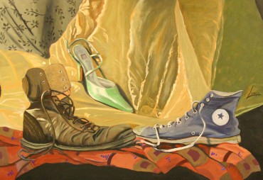 "Zapatos", Isabel Iglesias Gamaza (2.007); óleo sobre tabla.