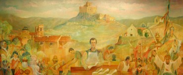 "Monumentos y costumbres de Petrer", Eduardo Ibáñez Juanes (1.986); óleo sobre lienzo.